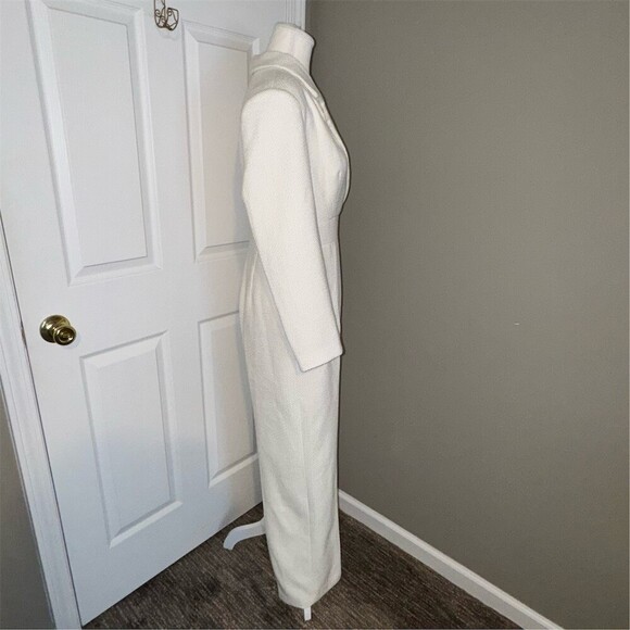 FEHAUTE Jumpsuit Womens Size 4 White Tweed Wide-Leg Pockets Quiet Luxury - Picture 4 of 16